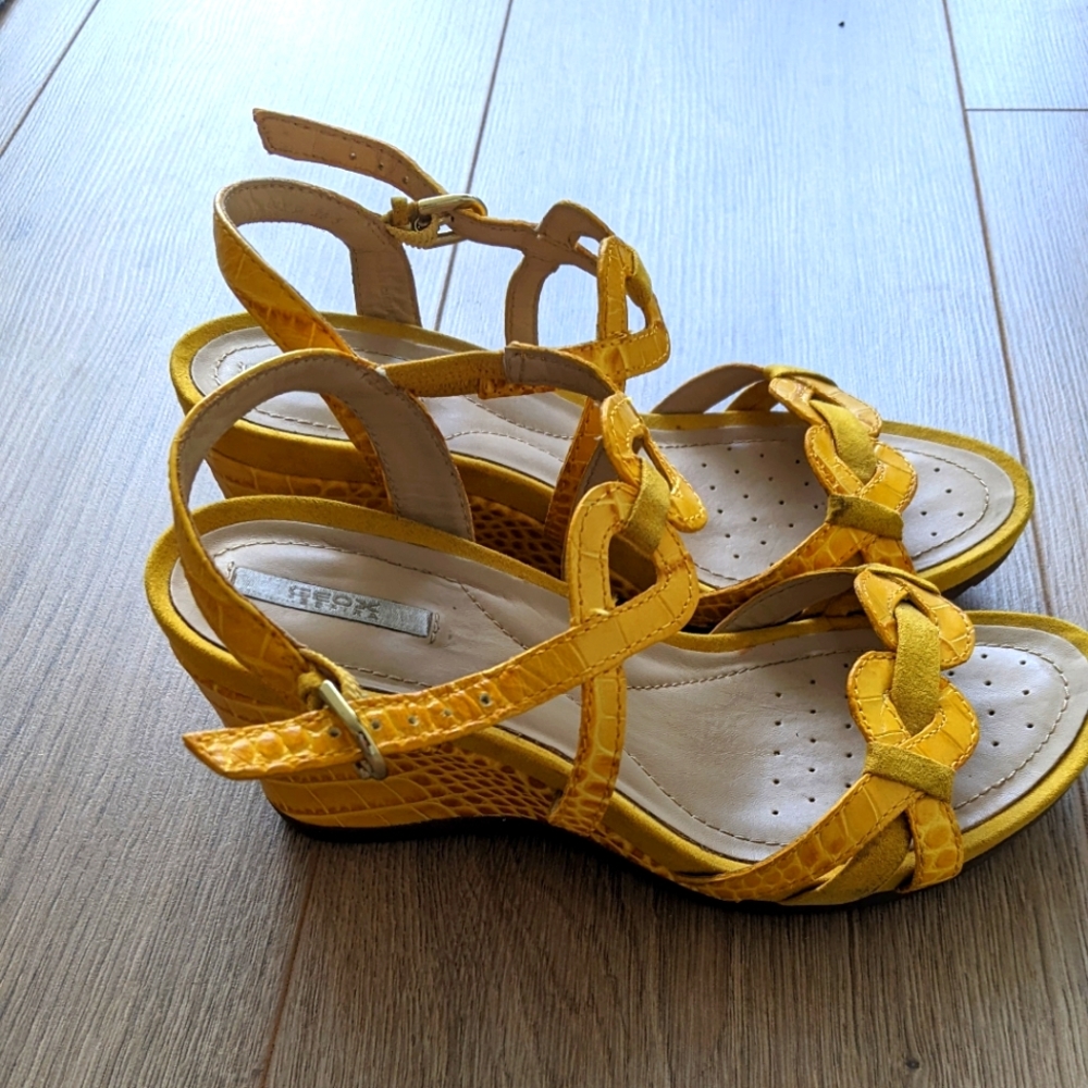 Geox Yellow Summer Platform Sandals